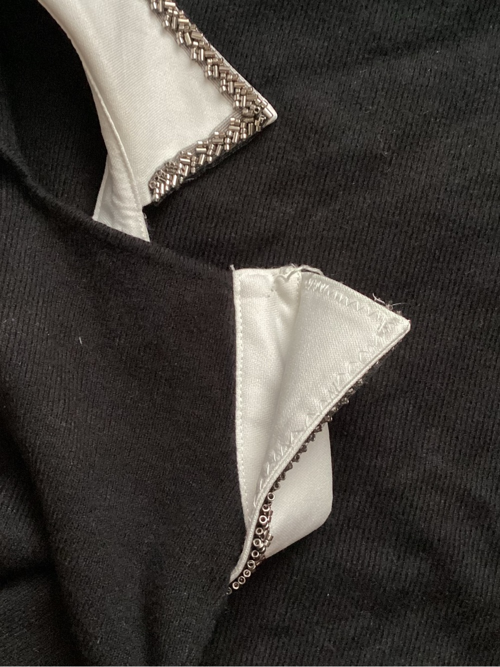 Sioni Black Top with White Jeweled Trimmed Peter Pan Collar - Picture 5 of 5